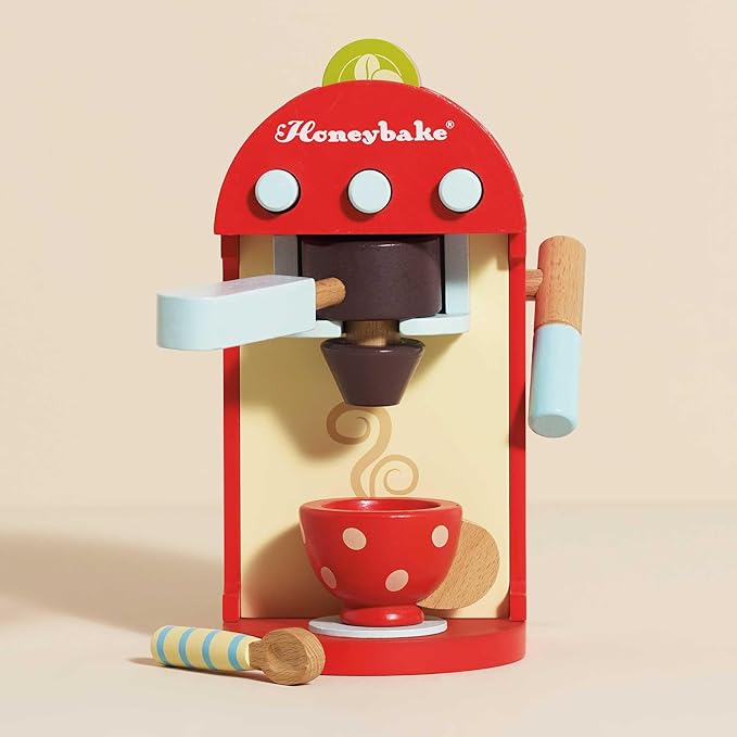 Le Toy Van - Honeybake Premium Wooden Cafe Machine Set - Pretend Kitchen and Cafe Play Toy Set | Kids Role Play Toy Kitchen Accessories (TV299), Small