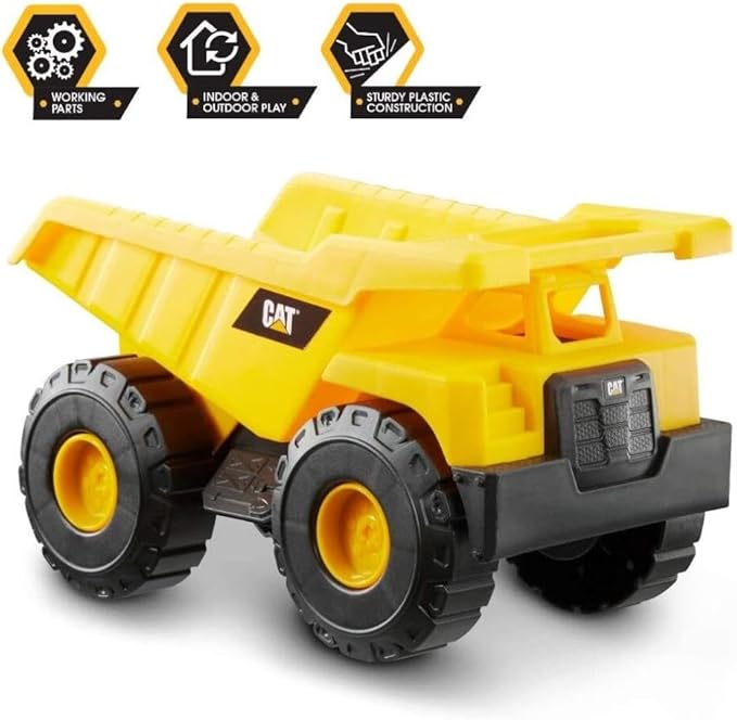 CAT Construction Toys, CAT Dump Truck Toy Construction Vehicle – 10" Plastic Action Vehicle with Articulated Buckets for Indoor & Outdoor Play. Ages 3+