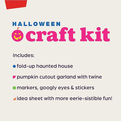 Highlights for Children Halloween Craft Kit for Kids Ages 3+ Build and Color Spooky Haunted House, DIY Googly Eye Pumpkin Garland, Colorful Stickers and More