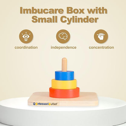 MONTESSORI OUTLET 3 Colored Discs on Vertical Dowel for 0-3 Years Montessori Education at School and Home