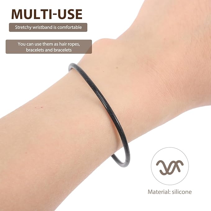 NUOBESTY Black Jelly Bracelets Kids Silicone Jelly Bracelets Black Rubber Gummy Silicone Bracelets Stretchable Bracelets 10 Pcs