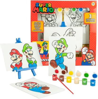 Innovative Designs Super Mario Canvas Paint Set for Kids with 3 Canvases, Acrylic Paint