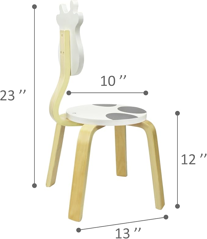 iPlay, iLearn 2 PCS Wooden Kids Chair Sets, Natural Hardwood 2 Cow Animal Children Chairs, Furniture Set for Toddlers Kids Boys Girls, Stackable for Playroom, Nursery, Preschool, Kindergarten