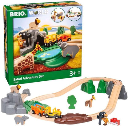 BRIO World 33960 - Safari Adventure Set - 26 Piece FSC-Certified Wooden Toy Train Set for Kids Ages 3 and Up | Imaginative Play | Educational | Compatible Railway Systems
