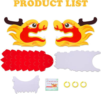 Chinese Dragon Dance Head, DIY Interesting Educational Paper Dragon Head for Kids, Material Kit of Wearable Dragon Head