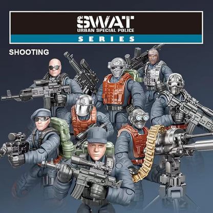 8 PCS Building Block City Policeman Action Mini-Figures with Multiple Military Weapons Accessories SWAT Model Equipment Assembly Building Toys Party Favors Gift for Boys