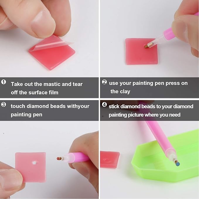 FEBSNOW Painting Glue Clay DIY Diamond Embroidery Wax Tool Set (Red 60 pcs)