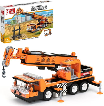 Mobile Crane Building Block Set (475pcs) and Construction Tower Crane. Two Building Kits in one Set! Toy Blocks Suitable for Boys and Girls.