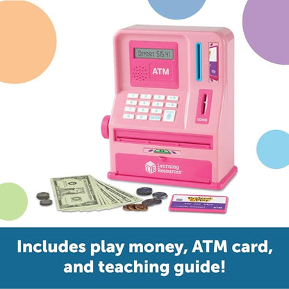 Learning Resources Teaching ATM Bank, Pink, 32 Pieces
