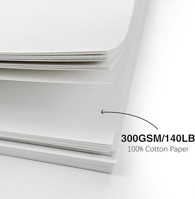 50 Pack Foldable Watercolor Cards with Envelopes 5"X7", 40 Sheets 4''x6'' Blank Watercolor Postcards, 140LB/300GSM 100% Cotton Water Color Cards For Painting, Greeting, Christmas, Birthday