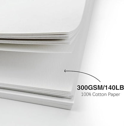 50 Pack Foldable Watercolor Cards with Envelopes 5"X7", 40 Sheets 4''x6'' Blank Watercolor Postcards, 140LB/300GSM 100% Cotton Water Color Cards For Painting, Greeting, Christmas, Birthday