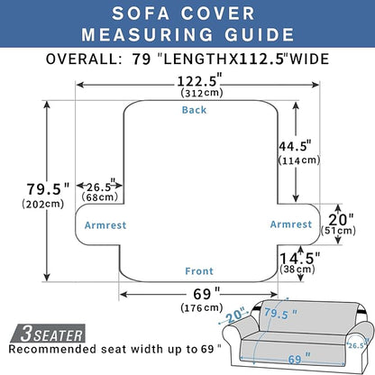 XINEAGE Quilted Sofa Cover Waterproof Couch Covers for 3 Cushion Couch, Super Soft Washable Slipcover with Pockets & Non-Slip Elastic Straps, Thick Furniture Protector (Sofa, Beige)