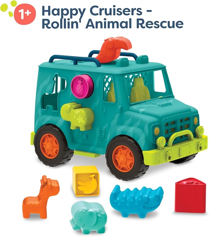 B. toys- Rollin' Animal Rescue- Shape Sorter Truck – Shape Sorting Toy – Toy Truck for Toddlers, Kids – Educational Play – 12 Months +