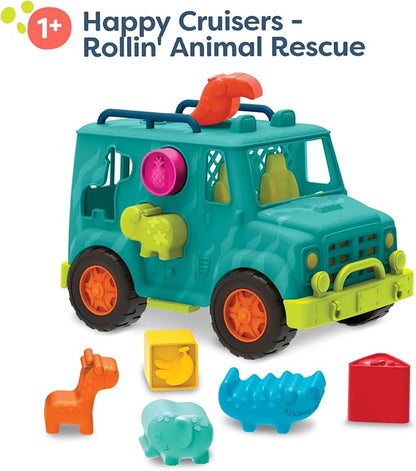B. toys- Rollin' Animal Rescue- Shape Sorter Truck – Shape Sorting Toy – Toy Truck for Toddlers, Kids – Educational Play – 12 Months +