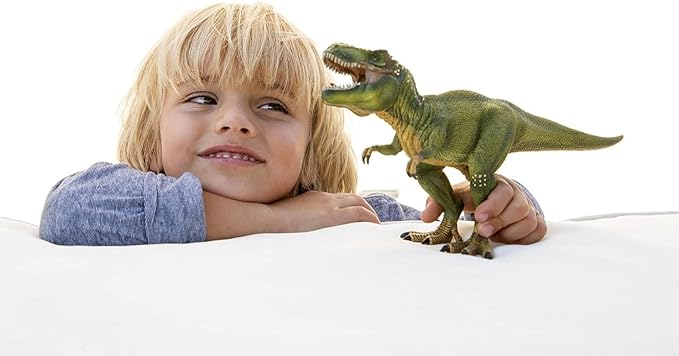 schleich DINOSAURS — Tyrannosaurus Rex, T-Rex Toy with Realistic Detail and Movable Jaw, Imagination-Inspiring Dinosaur Toys for Girls and Boys Ages 4+, Green, 11.2" x 5.6" x 3.8"