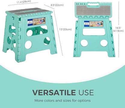 ACKO 10pack Folding Step Stool 13 Inch Stool Heavy Duty Plastic Foldable Step Stools for Kids, Stepping Stool with Handle, Folding Stool Suitable for Kitchen Hold Up to 300 LB (Teal)