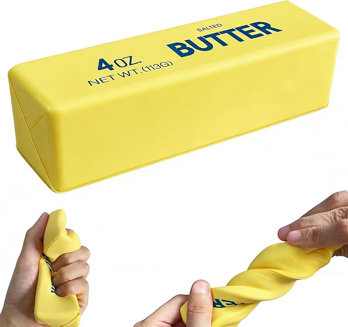 Slow Rebound Cute Butter Squeeze Stress Balls, 2026 New Realistic Soft Butter Stick Fidget Toy,Slow Rising Portable Squishy for Adults Anxiety & Stress Relief, Sensory Gifts for Office, Home（1pcs）