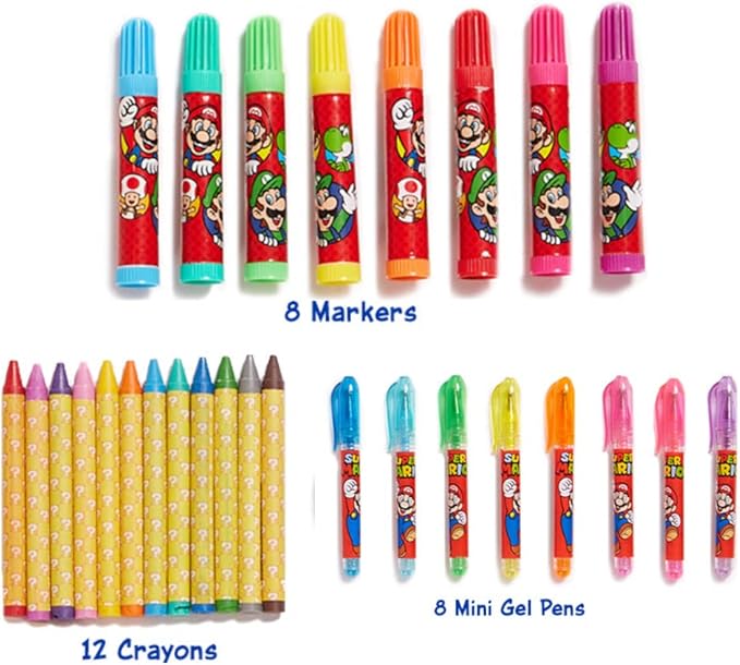 Innovative Designs Mario Brothers Super Mario Deluxe Activity Set with Carrying Tin, Coloring Sheets, Tattoos, Stickers, & Art Supplies