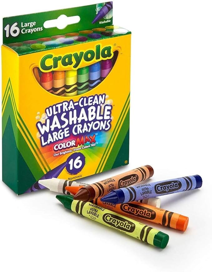 Crayola 52-3281 Large Washable Crayons Assorted Colors 16 Count (Pack of 2)