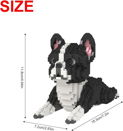 Larcele Micro Dog Building Blocks Mini Pet Building Toy Bricks, 812 Pieces KLJM-02(Boston Terrier)