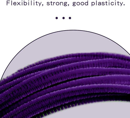 100 Pieces Pipe Cleaners Chenille Stem, Solid Color Pipe Cleaners Set for Pipe Cleaners DIY Arts Crafts Decorations, Chenille Stems Pipe Cleaners (Purple)