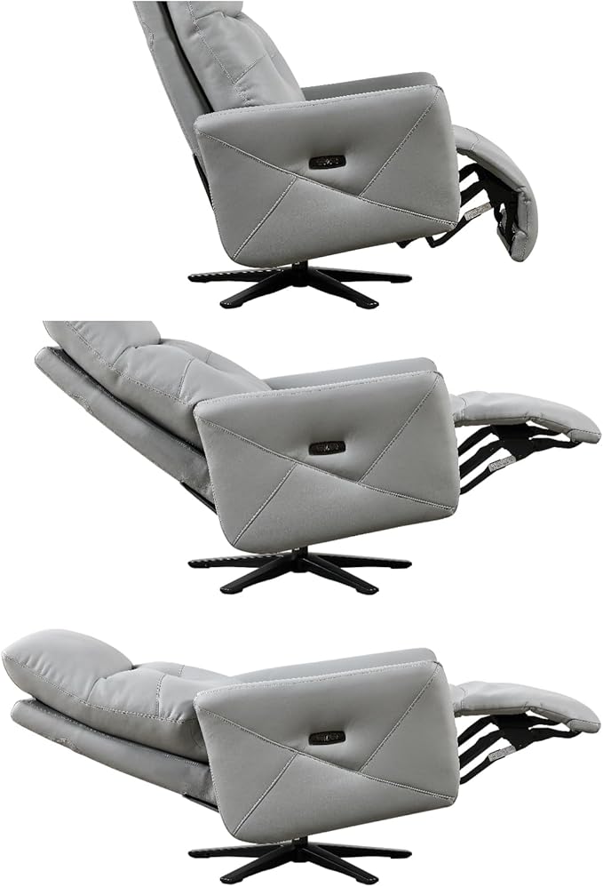 Recliner Chairs for Adults, Living Room Chair with Adjustable Headrest, Euro Contemporary Style Bedroom Chair with Dual Motor, Sofa Chair with USB Charge Port, Light Gray