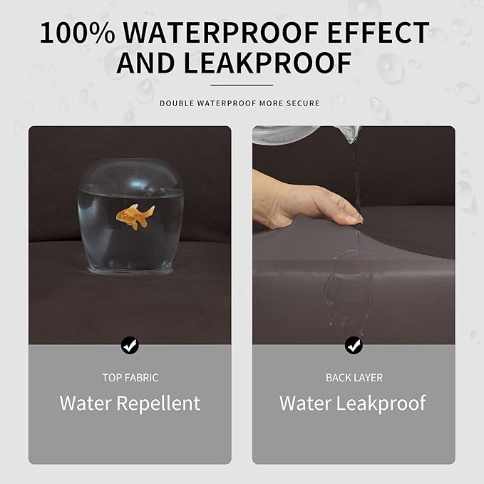 Easy-Going 100% Dual Waterproof Stretch Soft Couch Cover for Dogs, Sofa Slipcover for 3 Separate Cushion Couch Leakproof Furniture Protector for Kids, Pets Chocolate