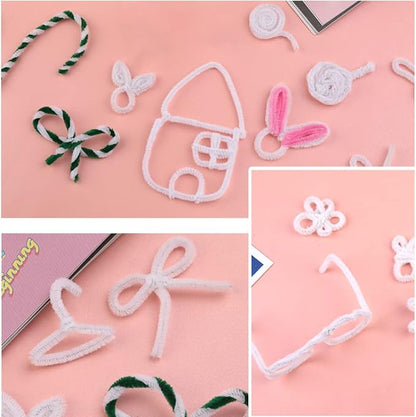 60 Pieces White Pipe Cleaners, Christmas Craft Pipe Cleaners, Pipe Cleaners Chenille Stem, Pipe Cleaners Bulk, Art Pipe Cleaners for Creative Home Decoration Supplies Arts and Crafts Project