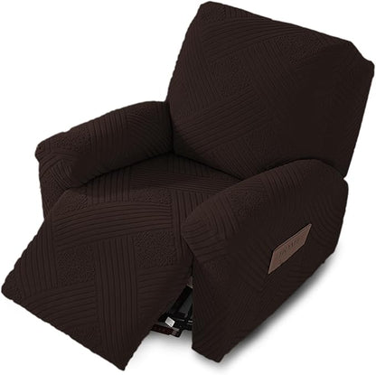 NORTHERN BROTHERS Recliner Chair Covers - Lazy Boy Recliner Covers That Stay in Place, 4 Pieces Reclining Chair Cover Recliner Slipcovers 1 Seater, Dark Brown