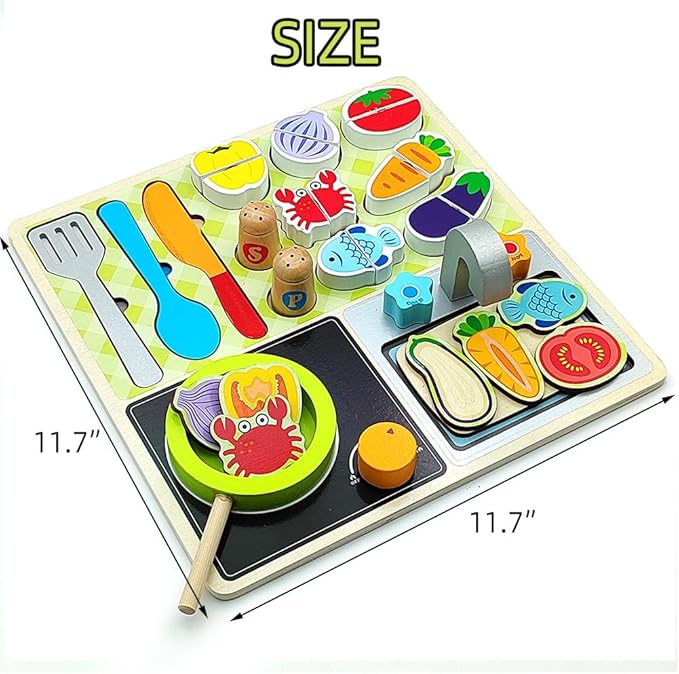 Wooden Play Food Sets for Kids Kitchen Toys Kitchen Playset Accessories Early Education Toys for 3 4 5 6 7 8 Years Old Girls and Boys Gifts (Kitchen Cooking)
