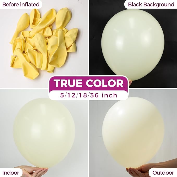 Bezente Pastel Yellow Giant Balloons 36 Inch - 8 Pack Jumbo Yellow Balloons Large Round Light Yellow Latex Balloons for Birthday Bridal Shower Wedding Sunflower Party Decorations