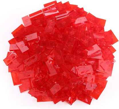 Bulk Dominoes Plastic Bulk 100pcs – Building and Stacking and Chain Reaction Toppling STEAM Toy Blocks for Kids (Clear Red)
