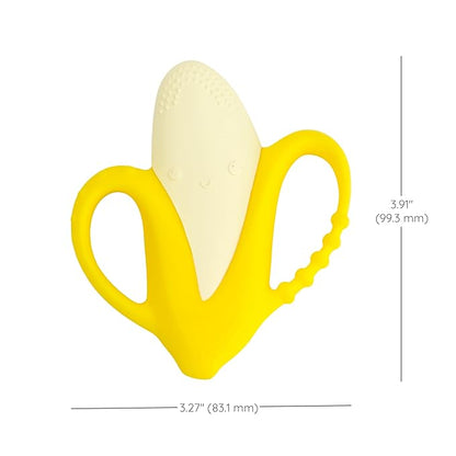 Infantino Lil' Nibbles Textured Silicone Baby Teether - Sensory Exploration and Teething Relief with Easy to Hold Handles, Yellow Banana, 0+ Months