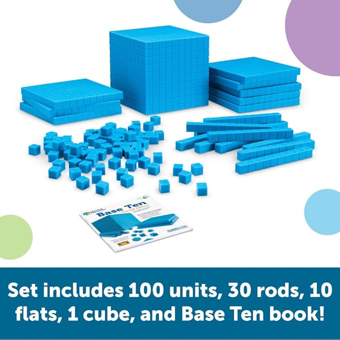Learning Resources Plastic Base Ten Starter Kit - 141 Pieces, Ages 6+ Early Math, Counting, Math Games for Kids, Teacher and Classroom Supplies
