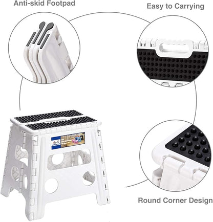 ACKO 10pack Folding Step Stool - 13" Height Premium Heavy Duty Step Stools for Adults and Kids, Upgrade Step Stool Kitchen Garden Bathroom Stepping Stool (White)