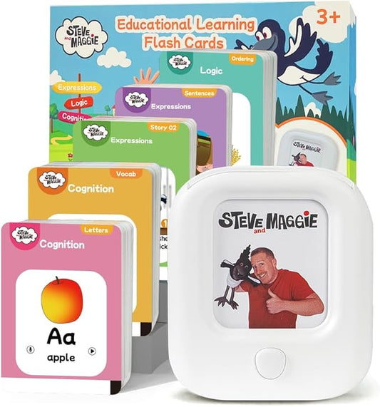 STEVE and MAGGIE Kids Toddler 321 Pcs Double Sided Talking Sight Word Flash Card,Montessori Toys,Speech Therapy,Cognition, Expressions, Logic,Autism Sensory Toys,Learning Educational Gifts for Boys