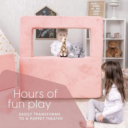 Milliard Kids Couch - Modular Kids Sofa for Toddler and Baby Playroom/Bedroom Furniture (Pink) with Bonus Pillow