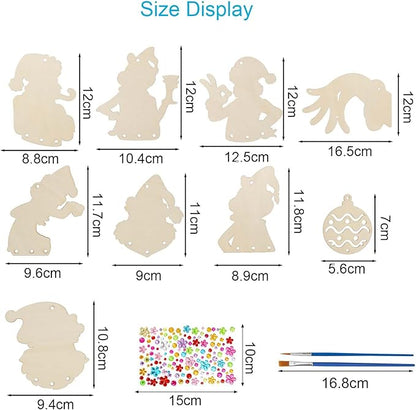 9 Pack Wind Chime Kit for Kids,Christmas Craft Kits DIY Grinch Wind Chime Unfinished Wooden Grinch Ornaments for Boys Girls Activity Art Project Christmas Tree Decoration