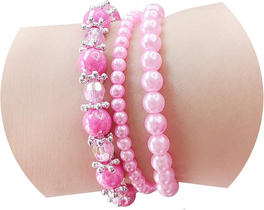 Elesa Miracle 36pc Little Girl Teens Kids Beaded Bracelet Value Set Kids Girl Party Favor Pretend Play Bracelet
