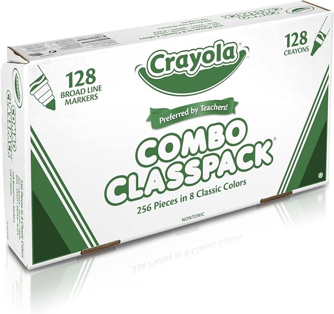 Crayola Crayons and Washable Markers Classpack, 256 Ct, Bulk School Supplies for Teachers, Elementary and Preschool