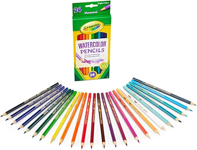 Crayola Watercolor Colored Pencils (24ct), Watercolor Paint Alternative, Watercolor Pencil Set for Kids, Art Supplies, Gift for Kids, 3+