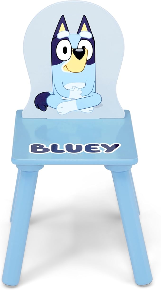 Delta Children - Bluey 4-Piece Toddler Room-in-a-Box Set – Includes Sleep and Play Toddler Bed, Table, 1 Chair and Fabric Toy Box, Blue