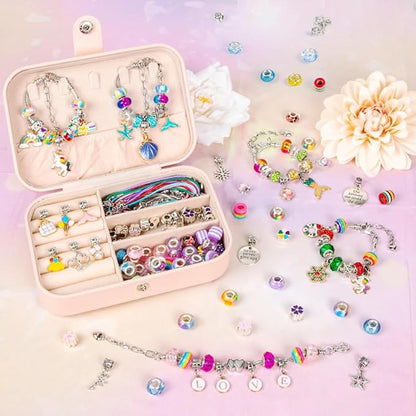 Sofier Charm Bracelet Making Kit for Girls Jewelry Box Jewelry Making Kit Gifts for Girls 4-12 DIY Craft Toys Birthday Christmas