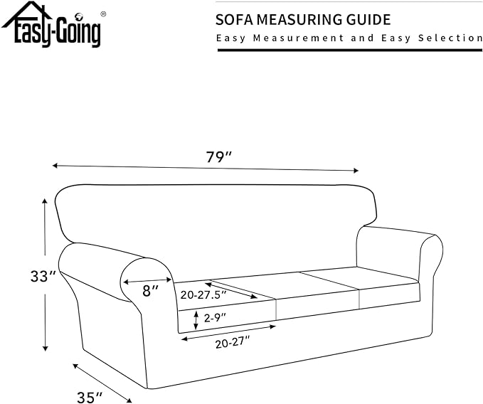 Easy-Going 100% Dual Waterproof Stretch Soft Couch Cover for Dogs, Sofa Slipcover for 3 Separate Cushion Couch Leakproof Furniture Protector for Kids, Pets Ivory