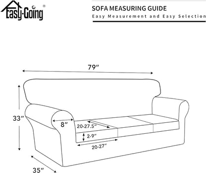 Easy-Going 100% Dual Waterproof Stretch Soft Couch Cover for Dogs, Sofa Slipcover for 3 Separate Cushion Couch Leakproof Furniture Protector for Kids, Pets Ivory