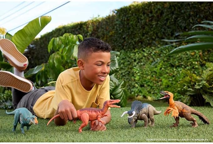 Mattel Jurassic World Rebirth Wild Roar Maiasaura Dinosaur Toy with Tail-Controlled Chomp Multi-Direction Attack & Sound, Posable & Digital Play
