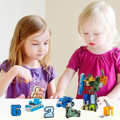 Number Transforming Toys, Number Alpha Bot Military Transforming Robet Toys for Tollders Montessori Teaching, School Classroom STEM Number Learnnig Toys for Boys 3 4 5 Years Old