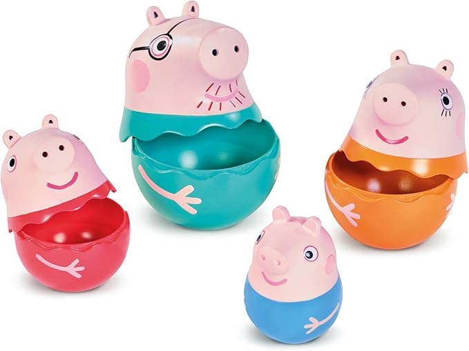 Toomies Peppa Pig Nesting Family - Includes Peppa Pig, Mummy Pig, Daddy Pig and Rattling George - Sorting and Pouring Toddler Bath Toys - Toddler Water Toys for Bath or Pool - Ages 18 Months and Up
