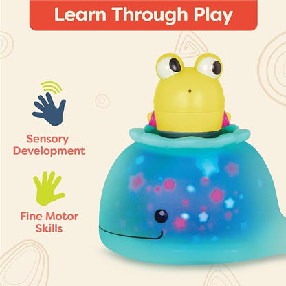 B. toys – Animal Bath Toys – Color Changing Frog Bath Squirt & Light-Up Whale – Baby Bath time Set – Glowing Lights – 6 Months + – Glow & Splash