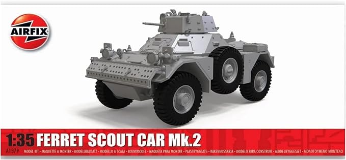 Airfix Model Tank - A1379 Ferret Scout Car Mk.2, Plastic Model Kits for Adults & Kids, 1:35 Scale, Skill Level 2, WW2 Theme Military Models, World War 2 Tanks